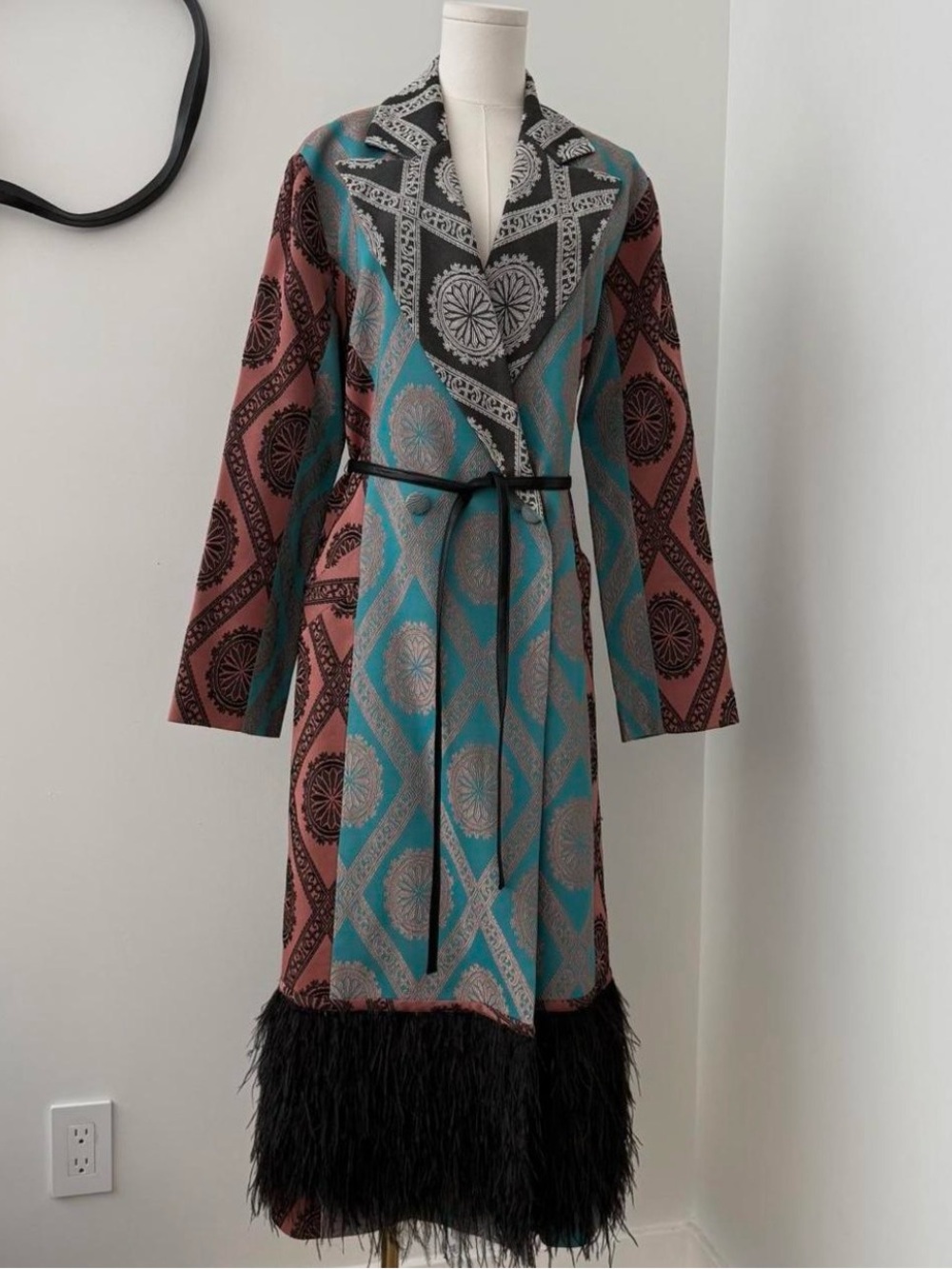 CINQ A SEPT Baroque Feather Coat
